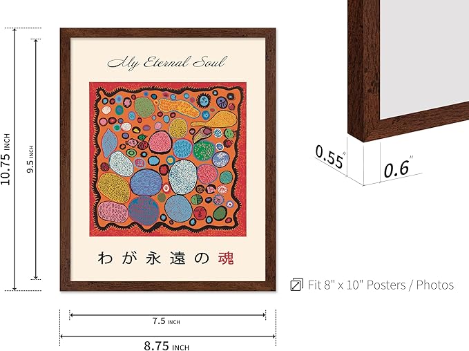Poster Master Vintage Poster - Retro Pop Art Print - Gift for Artist, Friend - My Eternal Soul, Dot, Colorful, Modern, Abstract - Wall Decor for Home, Office, 8x10 Brown Framed