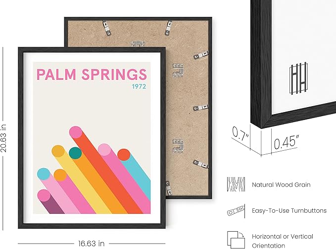 HAUS AND HUES Colorful Bauhaus Poster – Geometric Vintage Wall Art, Modern Abstract Print for Living Room (Black Frame, 16x20)