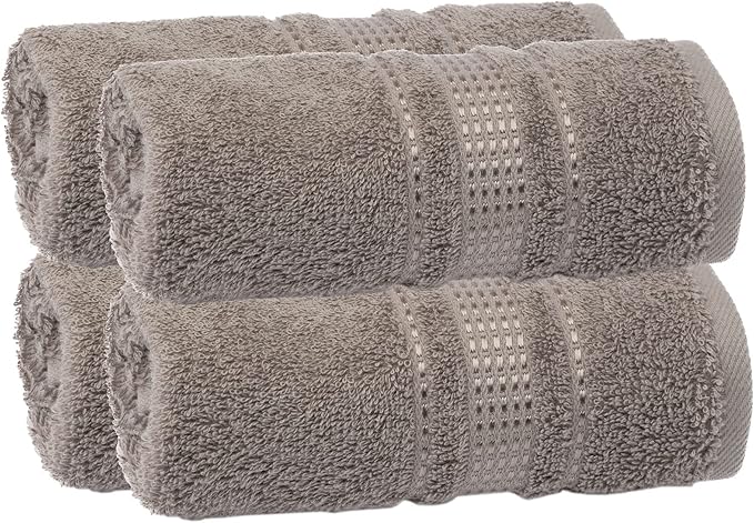 Melissa Linen - Fingertip Towels 4 Pack, 100% Turkish Cotton, Small Hand Towels for Body and Face, 12 x 18 in, Soft and Absorbent, Quick Dry, (Brown Fingertip Towels)