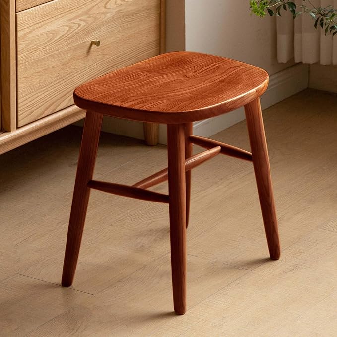 YESWOOD Small Vanity Stool Chair, Solid Wood Makeup Chair, Vintage Shoe Bench for Bedroom, Dining Room, Entryway