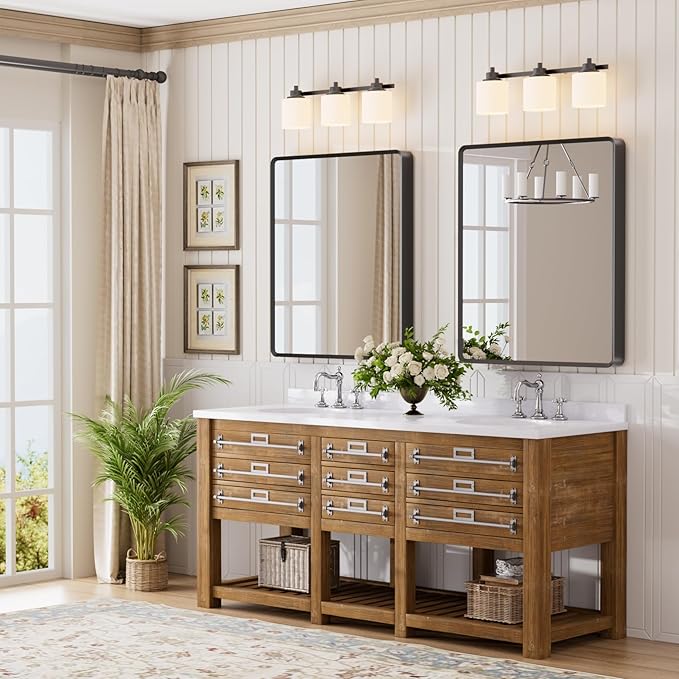 30x36 inch Black Rectangle Bathroom Mirror, Metal Framed, HD Tempered Glass, Anti-Rust Frame, Bathroom and Entryway Decor, Horizontal or Vertical Hanging