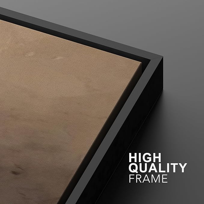 MUDECOR Framed Canvas Print Wall Art Minimalist Earthy Neutral Brown Abstract Illustrations Realism Decorative for Living Room, Bedroom, Office - 16"x24"x3 Black
