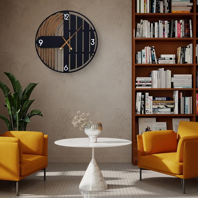20 Inch Round Wall Clock Wood Silent Non-Ticking Battery Operated, Rustic Farmhouse Decorative Clocks for Home Decor, Kitchen, Living Room, Bedroom, Office