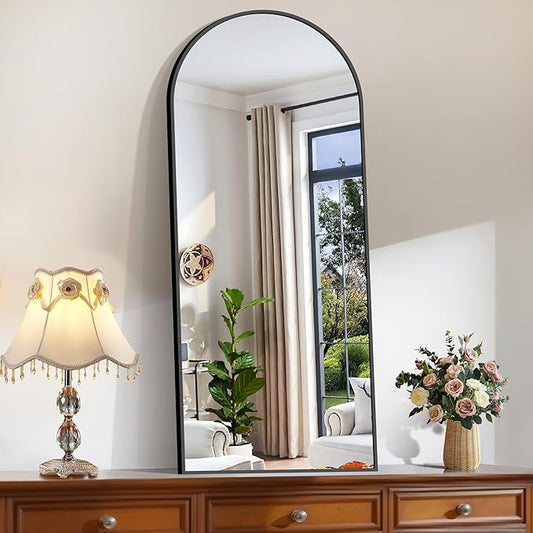 CIRCUMI Arched Wall Mirror, 20"x48" Black Arched Mirror with Tempered Glass, Metal Frame, Large Size for Bathroom, Living Room,Entryway,Over Sink, Arch Mirror for Decor,Shatterproof&Crystal-Clear