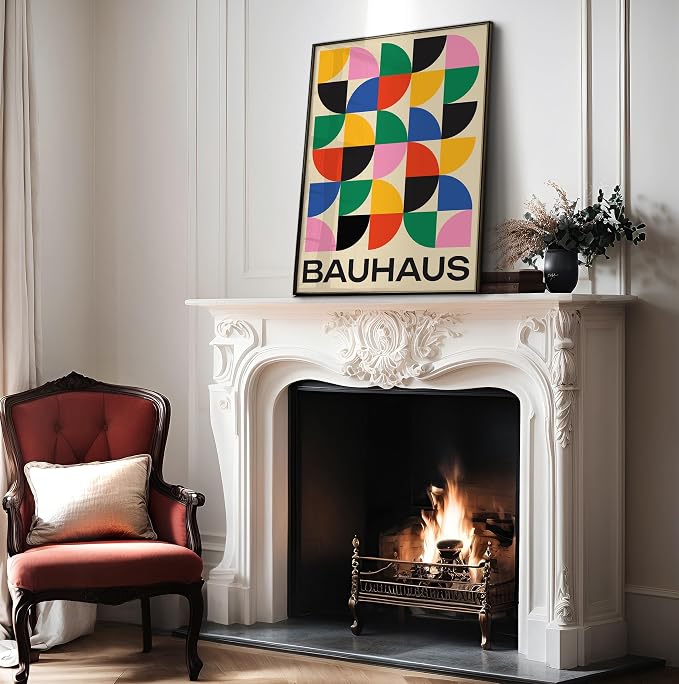 Poster Master Bauhaus Poster - Triangles Print - Geometric ART - Abstract ART - Graphic Design Style - Chic Boho - Mid Century Modern - Living Room or Bedroom Decor - 18x24 UNFRAMED Wall Decor