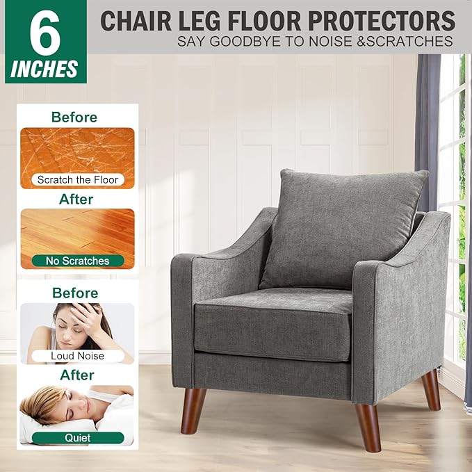 FoDau770 Brown Rubber Wood Furniture Legs 6 Inches, Slant Tapered Wood Feet Mid Century Sofa Legs Set of 8, 5/16" UNC Furniture Feet Replacement Parts for Cabinet Couch Dresser Chair Ottoman Table