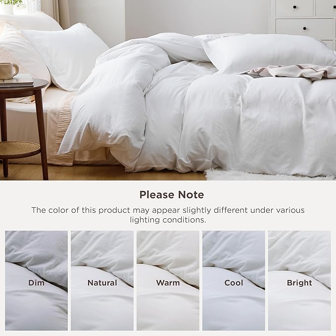 Bedsure White Super Queen Duvet Cover - 3 Pieces Prewashed Cotton-Like Extra Soft Bedding Set, Includes 1 Duvet Cover 98x90 Inches with Zipper Closure & 2 Pillow Shams, Comforter Not Included