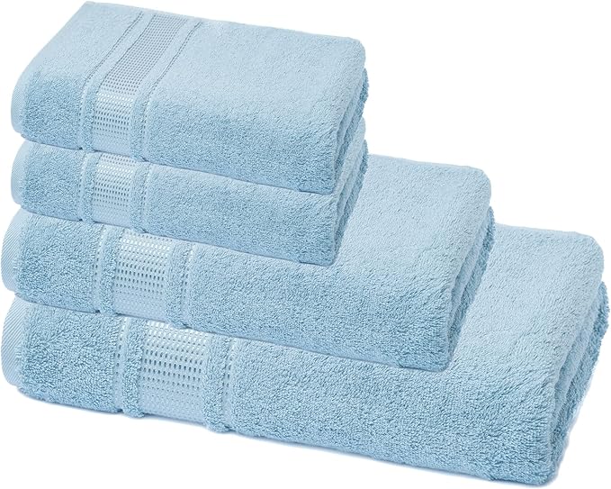 Melissa Linen, 4 Piece Towel Set, 1 Bath Hand 2 Fingertip Towels, 100% Turkish Cotton Towels for Bathroom, Absorbent, Quick Dry, Durable, Shower Towel, Cobalt Blue, Multi Size,(13CBLT1S4)