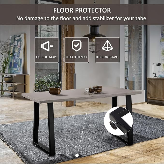 22 Inch Coffee Table Legs Black Metal Bench Legs Trapezoid Heavy Duty Table Legs DIY Project for Coffee Table, Bench, Black, Set of 2