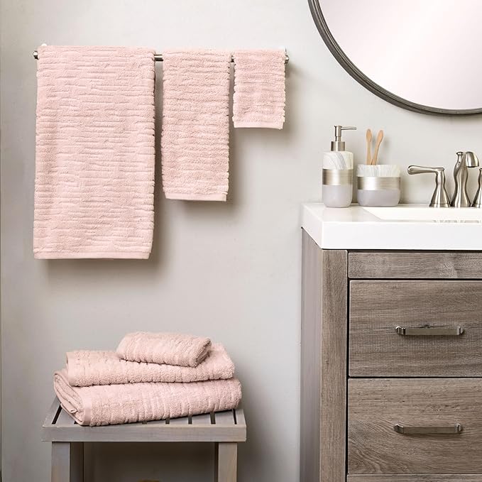 SKL Home CloudSoft 100% Cotton Luxury Bath Towel, 600 GSM, Ultra Plush & Absorbent, Blush Pink