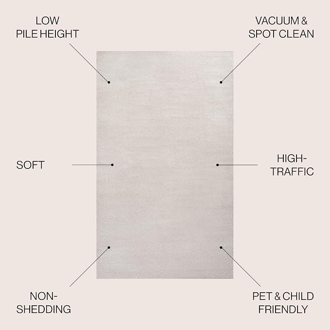 JONATHAN Y Haze Solid Low-Pile Ivory Indoor Area Rug 10x14, Coastal,Bohemian,Minimalist,Classic, Easy-Cleaning for Living Room,Bedroom,Kitchen,Pet Friendly,Non-Shedding (SEU100D-14)