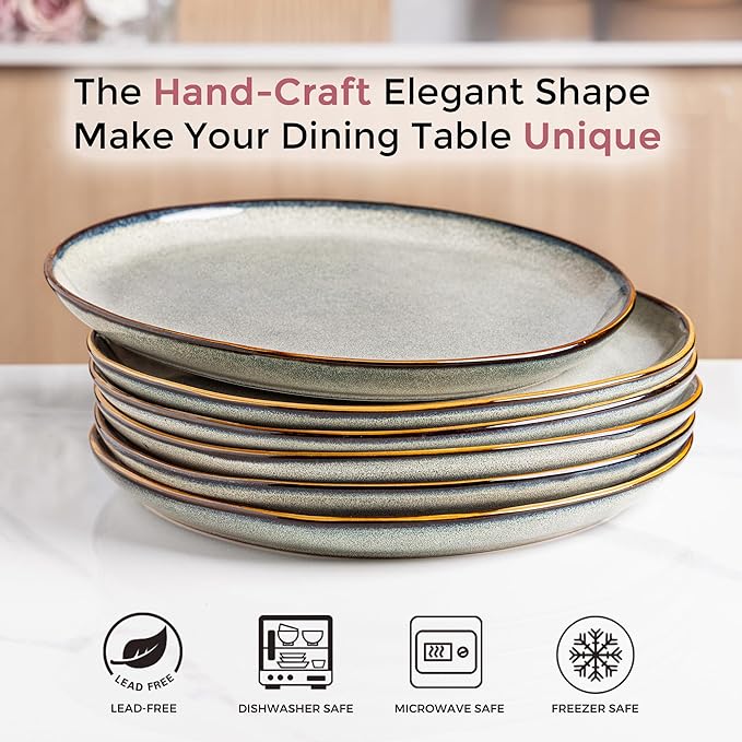 AmorArc Ceramic Dinnerware Sets,Handmade Reactive Glaze Stoneware Plates and Bowls Set,Highly Scratch Resistant | Dishwasher & Microwave Safe Dishes Set,Service for 8 (24pc)