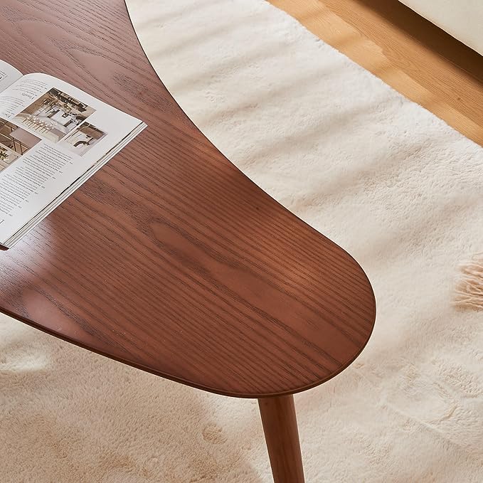 Solid Wood Table Desk, Coffee Table End Table Round for Kitchen Dining Room, Living Room, Bedroom and Restaurant, 4 Legs Removable-Walnut