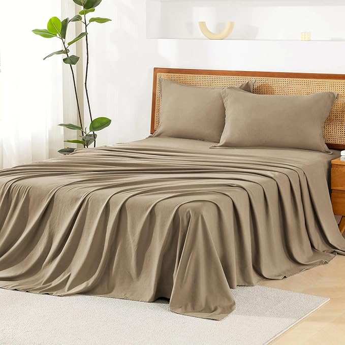 Litanika Taupe Queen Size Comforter Set with Sheets - 7 Pieces Bed in a Bag Queen Boho Tufted Complete Bedding Sets with Comforter, Sheets, Pillowcases & Shams