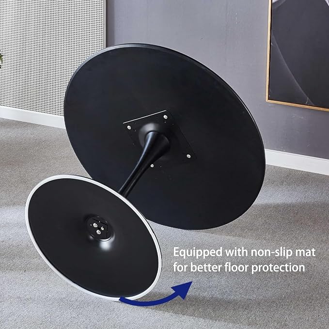 42 Inch Black Round Dining Table for 4-6 People,Mid-Century Black Tulip Table,Modern Kitchen Dining Table with MDF Table Top and Pedestal Base for Home and Kitchen