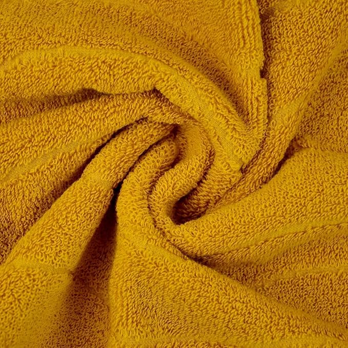 Jacquotha Wavy Striped Cotton Hand Towels, Set of 2, Dry Your Hand Instantly, 13x29 Inches, Mustard Kitchen Bathroom Towel