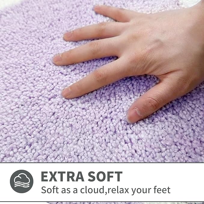 Cute Scalloped Purple Bathroom Rugs Mat,Non Slip Absorbent Quick Dry Bath Mats for Shower Room,Microfiber Bath Mats for Bathroom Floor Washable Carpet for Shower Tub Sink Bedroom,20"x32"