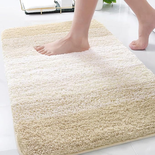 Arotive Microfiber Bathroom Rugs, Shaggy Soft and Absorbent Bath Rug, Non-Slip, Thick Plush Machine Washable Dry Bath Mats for Bathroom, Tub and Shower, 34x21, Light Beige, Rectangular