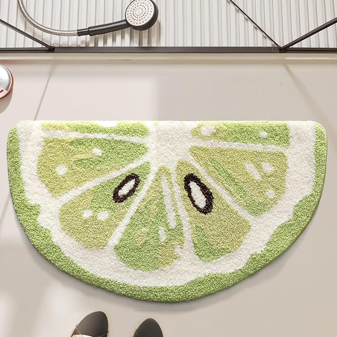 Ankah Fruit Bath Mats Cute Bathroom Rugs, Particularly Absorbent, Very Soft, and Dry Fast That Fits for Kid's Room, Bathroom or Other Room, 17.7" x 31.5", Lime
