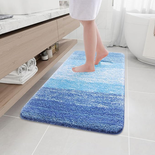 Arotive Microfiber Bathroom Rugs, Shaggy Soft and Absorbent Bath Rug, Non-Slip, Thick Plush Machine Washable Dry Bath Mats for Bathroom, Tub and Shower, 44x24, Light Royal Blue, Rectangular