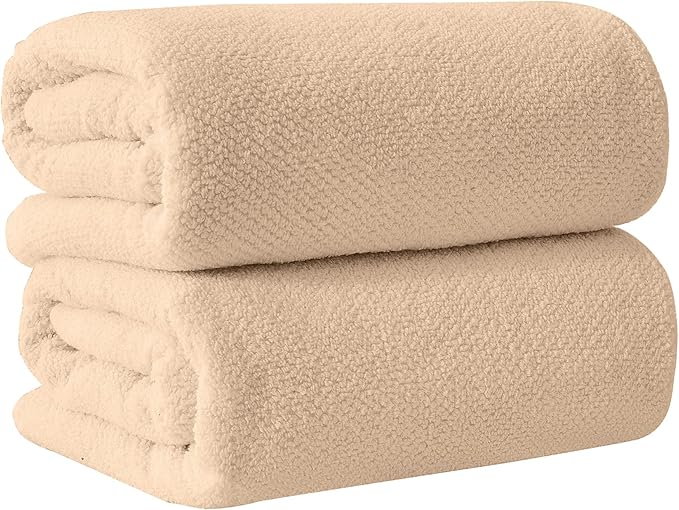 Great Bay Home 100% Cotton Oversized 2 Pack 68x35 Extra Large Towel Set - Absorbent, Quick-Drying, Durable Oversized Bath Sheets for Bathroom Décor (Taupe)