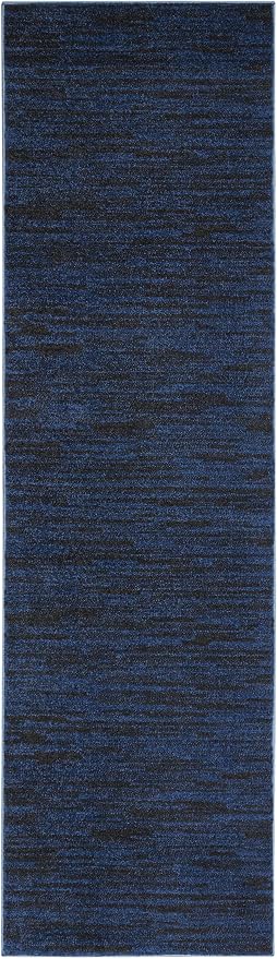 Nourison Home Nourison Essentials Midnight Blue 2'2" x 10' Area Rug - Easy Clean, Non Shedding, Bed Room, Living Room, Dining Room, Kitchen (10' Runner)