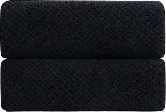 Smuge 2 Piece Hand Towels Set,100% Microfiber - Quick Dry, Thick, Soft, Plush and Highly Absorbent Luxury Hotel & Spa Bath Towel for Bathroom, Pack of 2 (Black)