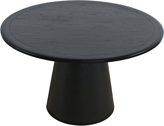 Jofran Nash Mid-Century Modern Round Pedestal Dining Table for Kitchen or Dining Room, Black, 30" Dining Height