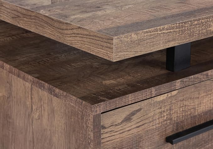 Monarch Specialties Computer Desk with Drawers - Contemporary Style - Home & Office Computer Desk with Metal Legs - 60"L (Brown Reclaimed Wood Look)