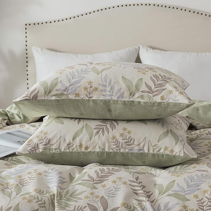 HoneiLife Cotton Duvet Cover Queen - Floral Comforter Cover 3-PC, Soft & Breathable Flower Bedding Duvet Cover Sets with Zipper Closure & Corner Ties, Wildflower Comforter Cover Sets, Blooms
