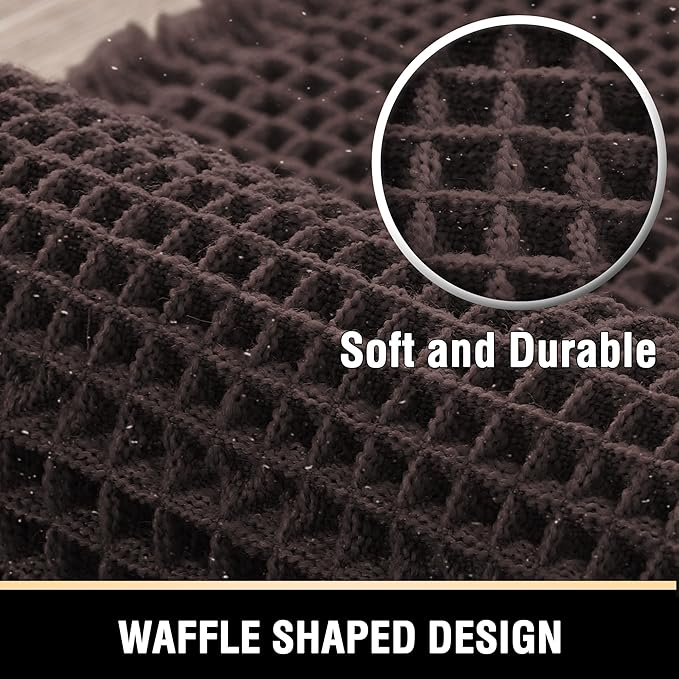 H.VERSAILTEX Upgraded Waffle Runner Rug Super Absorbent Non Slip Bath Rugs for Beside Tub, 24" x 72", Chocolate