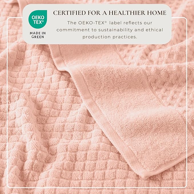 Great Bay Home Hand Towels - 100% Cotton 6 Pack 26x16 Hand Towel Set - Absorbent, Durable, Quick-Dry Towels for Bathroom (Pink)