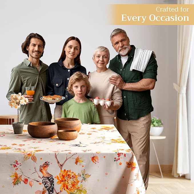 Maison d' Hermine Table Cloth Rectangle Table 100% Cotton 54 x 72 Inches Fall Tablecloth Reusable Everyday Use for Thanksgiving Christmas Decorations Dining Farmhouse Party (Kelim - Prairie)