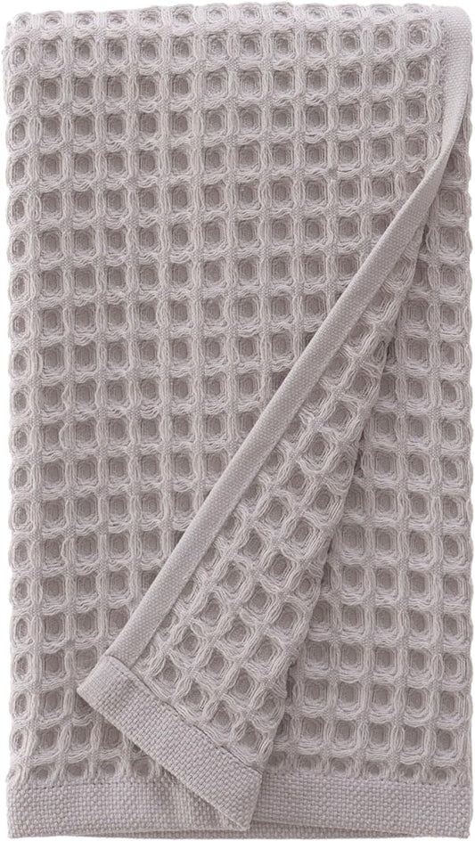sea me at home Waffle Hand Towel – 100% Turkish Cotton, Quick-Dry, Soft and Absorbent Bathroom Towel (Light Grey)