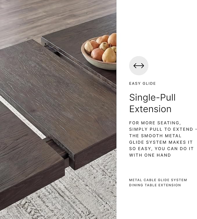 Signature Design by Ashley Burkhaus Rectangle Dining Room Extension Table, Removable Center Leaf, Seats up to 8, Wood, 40" W x 90" D x 30.25" H, Dark Brown