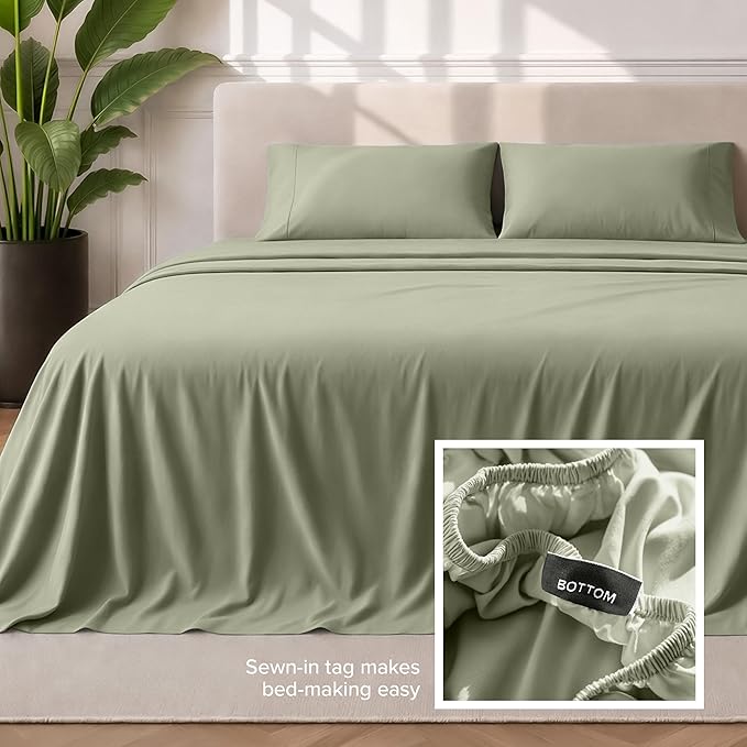 Bare Home Full Sheet Set - 1800 Ultra-Soft Microfiber Full Bed Sheets - Double Brushed - Deep Pockets - Easy Fit - 4 Piece Set - Bedding Sheets & Pillowcases (Full, Sage)