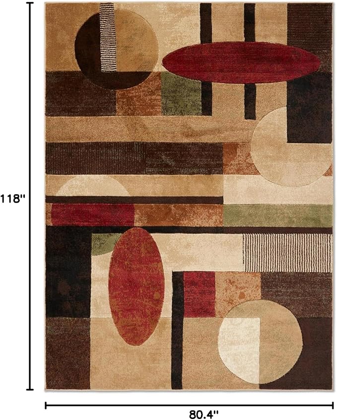 Home Dynamix Tribeca Jasmine Contemporary Geometric Area Rug, Brown/Red, 6'7"x9'10"