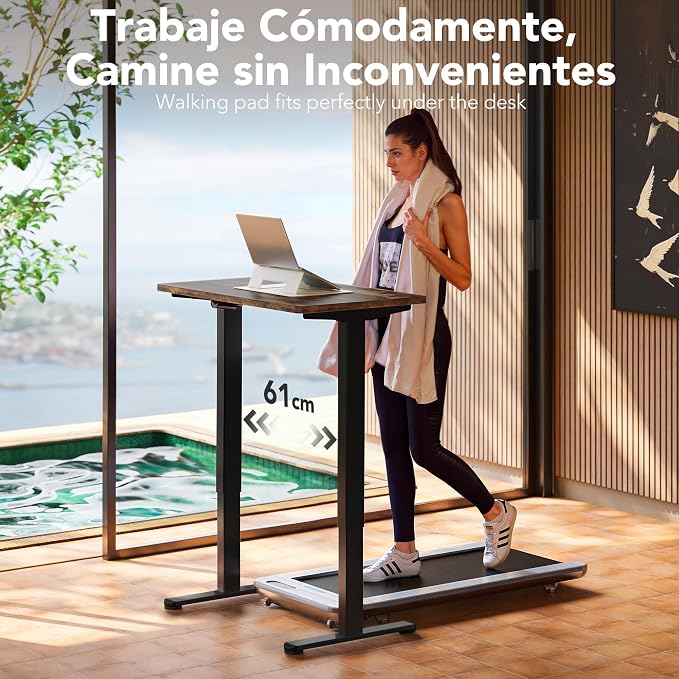 HUANUO 32" Small Electric Standing Desk Adjustable Height, 4 Memory Height Settings, Sit Stand Up Desk for Home Office & Computer Workstation, Vintage Brown
