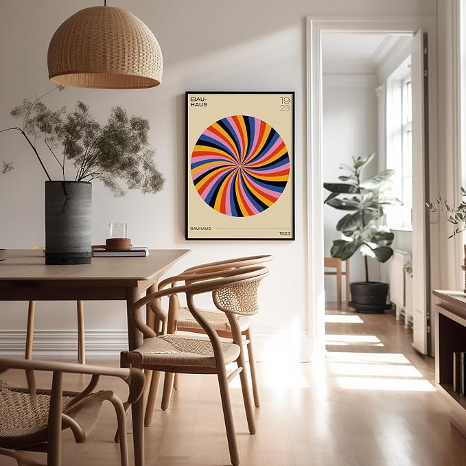 Poster Master Bauhaus Poster - Spiral Colors Print - Geometric ART - Abstract ART - Psychedelic Style - Chic Boho - Mid Century Modern - Living Room or Bedroom Decor - 11x14 UNFRAMED Wall Decor