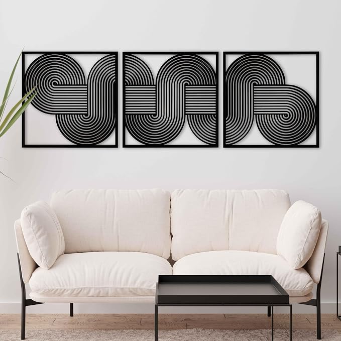 Extra Large Wooden Wall Art, Endless Flow Wood Wall Decor for Mid Century Modern Interiors, Abstract Geometric Wall Hanging, Home Gifts for Living Room and Bedroom
