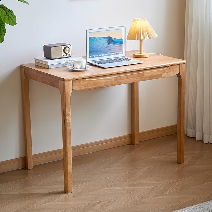 Widen Solid Wood Desk with Drawers,39"X24" Wood Writing Desk for Small Space,Student Computer PC Desks,Home Desks for Work,Gaming Study Desk for Bedroom Escritorios Desk Table (Natural, 39")