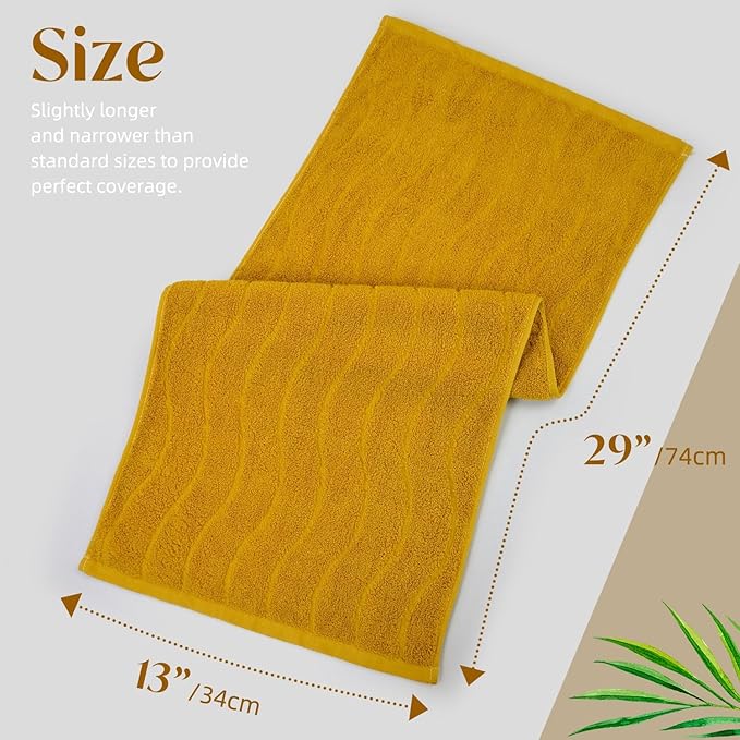 Jacquotha Wavy Striped Cotton Hand Towels, Set of 4, Dry Your Hand Instantly, 13x29 Inches, Mustard Kitchen Bathroom Towel