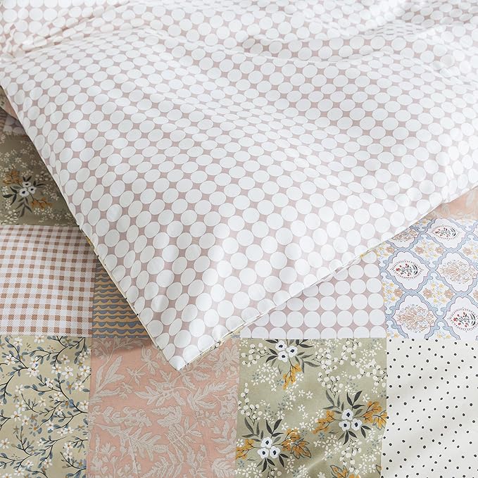 HoneiLife Duvet Dover Queen Size - 100% Cotton Comforter Cover, Checkered Bedlinen Set with Zipper Closure & Corner Ties, 3-PC Rustic Comforter Cover Sets