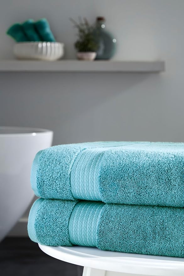 Ozdilek 2-Piece Bath Towels, 30x60 550GSM– 30x60 Inches, 100% Turkish Cotton, Luxury Quick Dry, Extra Large, Fade-Resistant, Eco-Friendly, Spa Towel, Cotton Towel (Milky Blue)