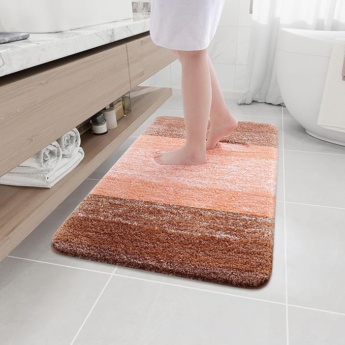Arotive Microfiber Bathroom Rugs, Shaggy Soft and Absorbent Bath Rug, Non-Slip, Thick Plush Machine Washable Dry Bath Mats for Bathroom, Tub and Shower, 36x24, Orange, Rectangular