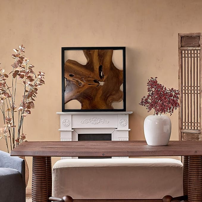 Greenage Wood Wall Art 27.5"x27.5"x2.4" Live Edge Wall Decor for Home Living Room Bedroom Office
