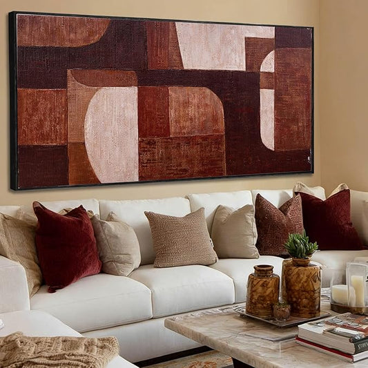 SOUGUAN Neutral Wall Art Abstract Canvas Print Brown and White Wall Decor 29"x58" Decorations for Bedroom Artwork for Living Room
