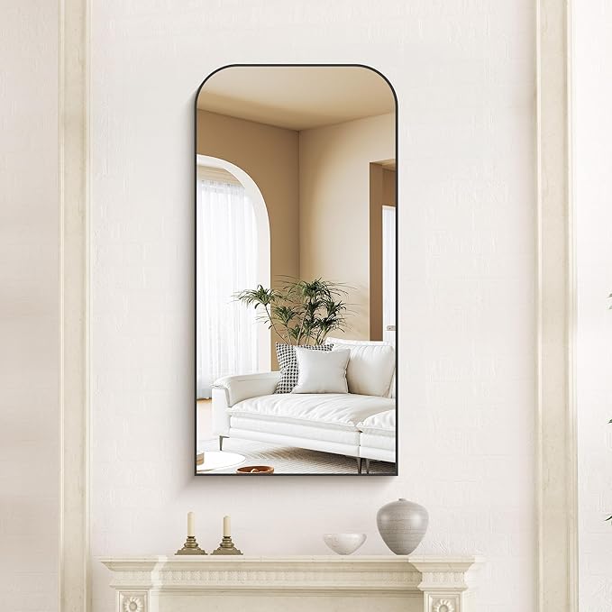 Bathroom Mirror, 20x40 inch Black Rectangle Wall Mounted Mirror with Thin Frame, Bathroom Vanity Mirrors for Over Sink, Entryway, Living Room, Bedroom
