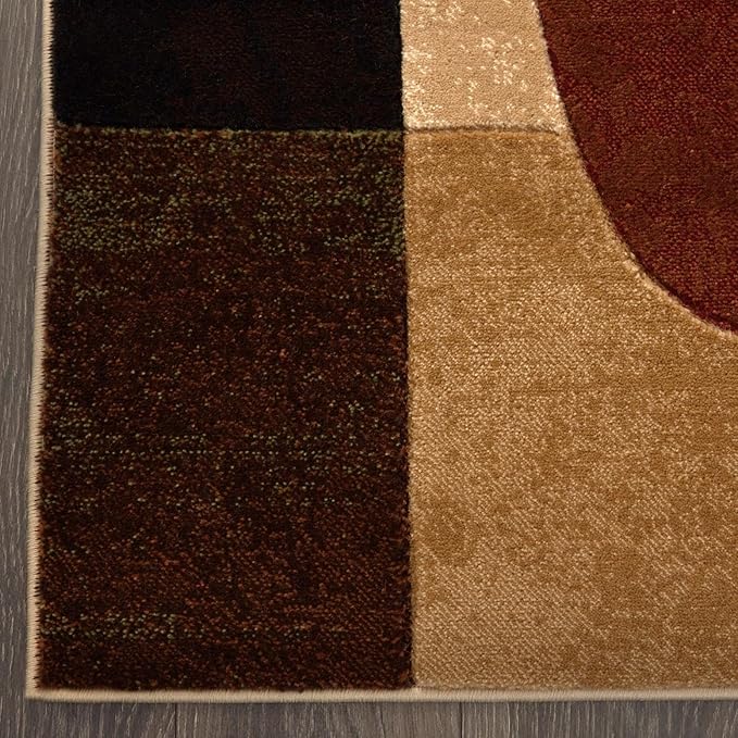 Home Dynamix Tribeca Jasmine Modern Area Rug, Abstract Brown/Green 3 Piece Set