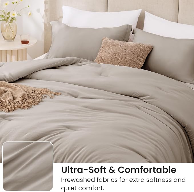 Love's cabin Burlwood King Size Comforter Set, 3-Piece Prewashed Bed Set with 1 Comforter (104 x 90 in) & 2 Pillowcases, Lightweight & Breathable for All Seasons